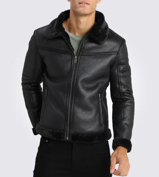 Brave Black Shearling Leather Jacket