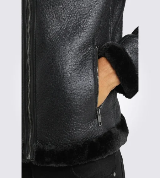 Brave Black Shearling Leather Jacket