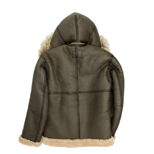 B3 Brown Hooded Faux Shearling Jacket