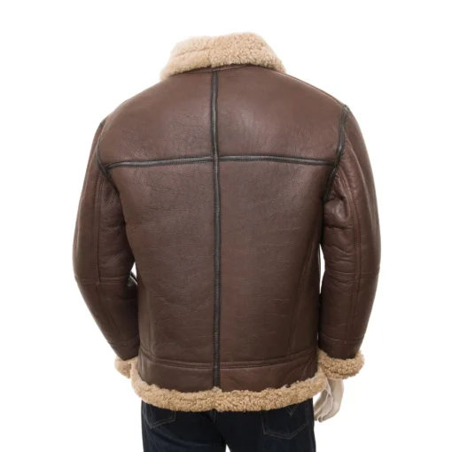 Men Vintage Brown Shearling Jacket