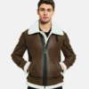 Mens Black Liner Shearling Leather Jacket