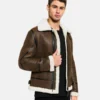 Mens Black Liner Shearling Leather Jacket