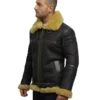 Men’s Real Shearling Sheepskin Bomber Leather Jacket