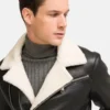 Moto Style Real Shearling Leather Jacket