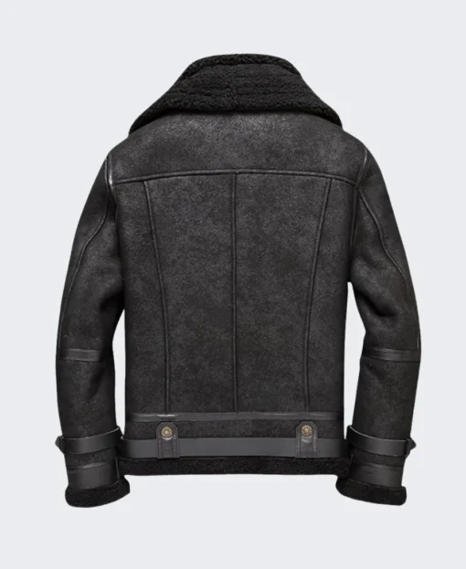 Oversized Black B3 Bomber Shearling Leather Jacket for Men