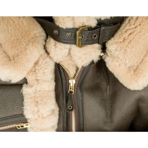 B3 Brown Hooded Faux Shearling Jacket