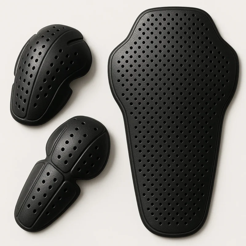 Protective shield pads inside a motorbike clothing jacket
