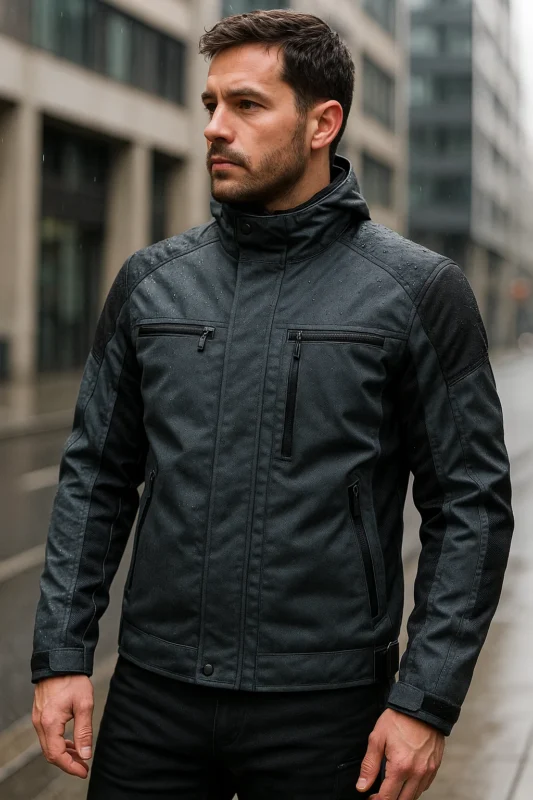 Lightweight fabric motorbike jacket for city trading