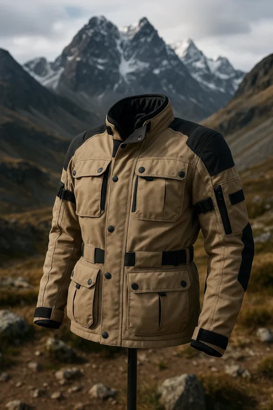 Touring motorbike jacket accompanying multi-feature design for long rides