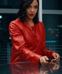 His and Hers S01 Tessa Thompson Red Leather Blazer