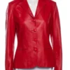 His and Hers S01 Tessa Thompson Red Leather Blazer