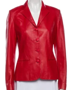 His and Hers S01 Tessa Thompson Red Leather Blazer