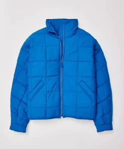 Law and Order S25 Thalia Young Blue Grid Puffer Jacket