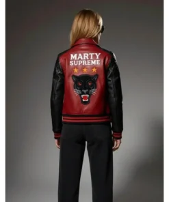 Marty Supreme Red Varsity Leather Jacket