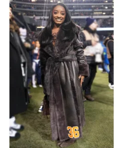 Simone Biles Chicago Bears Fur Coat