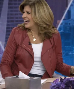 The Today Show Hoda Kotb Red Leather Jacket