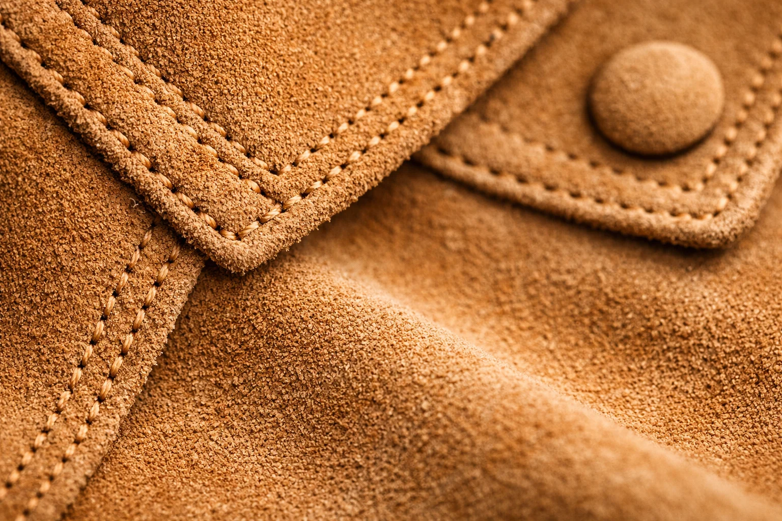 Close-up texture of Brad Pitt Cliff Booth suede jacket fabric