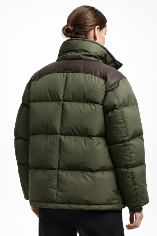 Back view of Synden S01 Krista Kosonen green puffer jacket