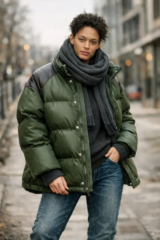 How to style Synden S01 Krista Kosonen green puffer jacket