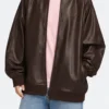 2026 Adidas Originals Brown Leather Bomber Jacket