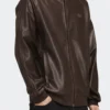 2026 Adidas Originals Brown Leather Bomber Jacket