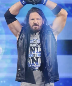 AJ Styles Royal Rumble 2026 Black Leather Vest