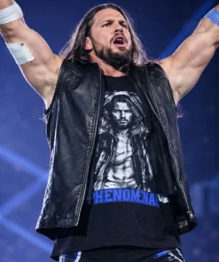 AJ Styles Royal Rumble 2026 Black Leather Vest