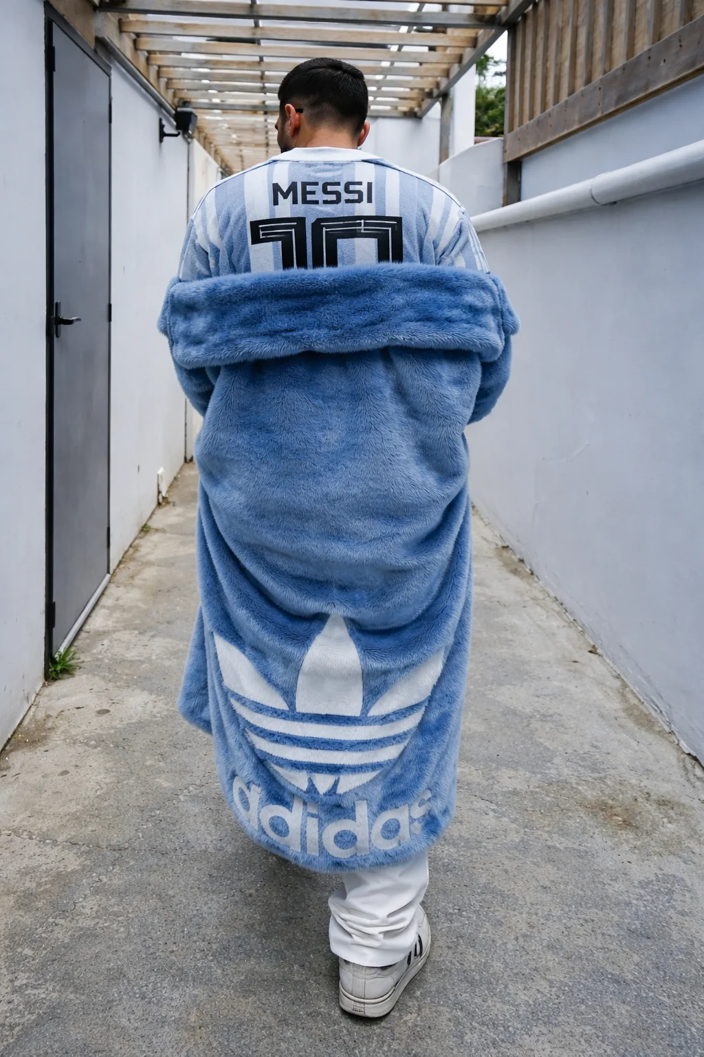 Bad Bunny Blue Shearling Coat