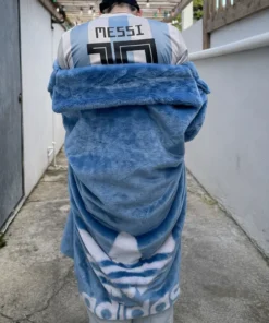 Bad Bunny Blue Shearling Coat