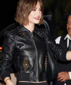 Black Leather Jacket Emilia Jones Los Angeles 2026