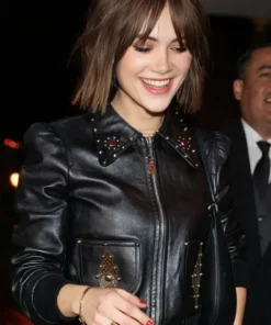 Black Leather Jacket Emilia Jones Los Angeles 2026