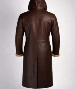Brent Hook Closure Chocolate Brown Hooded Leather Coat