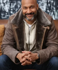 Buddy Keegan-Michael Key Brown Shearling Coat