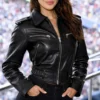 Eiza Gonzalez Super Bowl Leather Jacket
