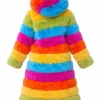 Elsbeth Carrie Preston Rainbow Faux Fur Coat