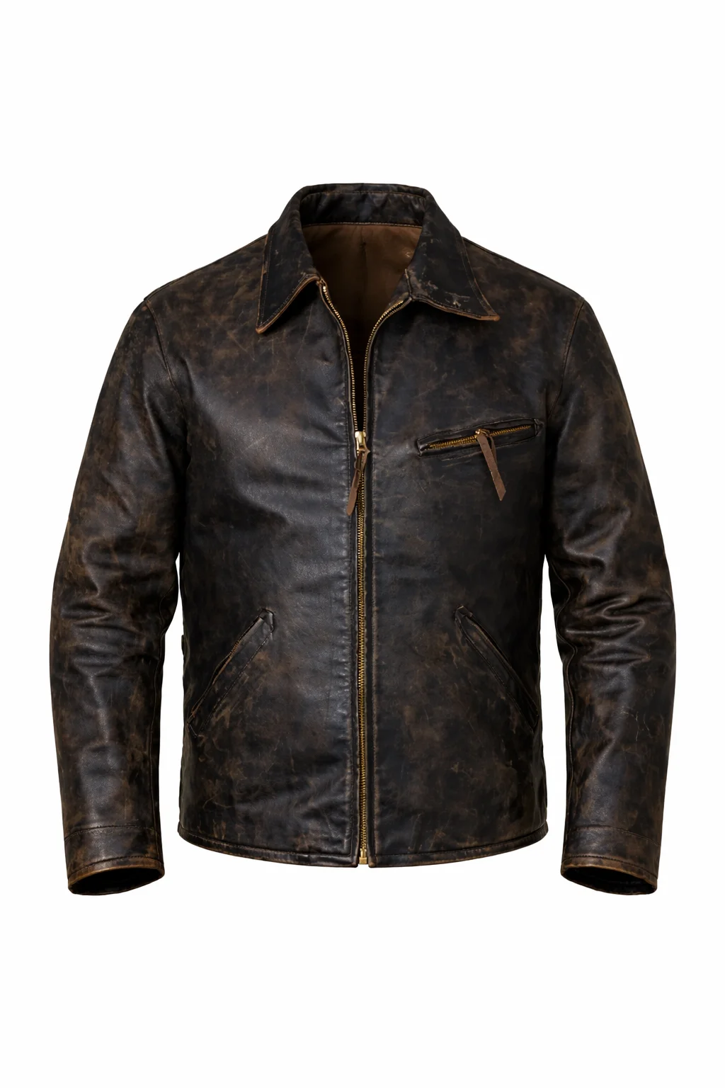 FW 2026 Jeremy Dufrene Brown Leather Jacket