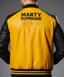 Marty Supreme Yellow and Black Bomber Jacket