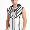Men’s Black & White Hooded Leather Vest