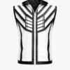 Men’s Black & White Hooded Leather Vest