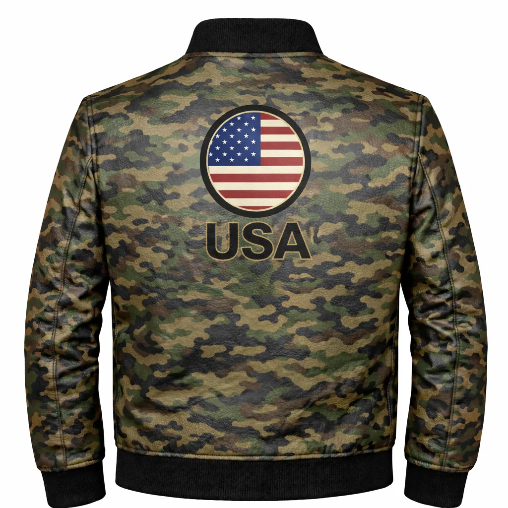 Men’s USA Flag Camouflage Bomber Jacket