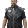 SHIELD - Men's black leather Vest