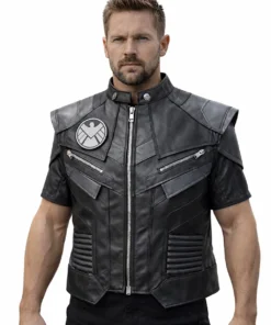 SHIELD - Men's black leather Vest