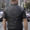 SHIELD - Men's black leather Vest