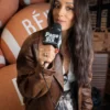 Shay Mitchell Super Bowl Event 2026 Brown Jacket