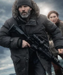 Michael Mason Shelter 2026 Jason Statham Black Parka Coat