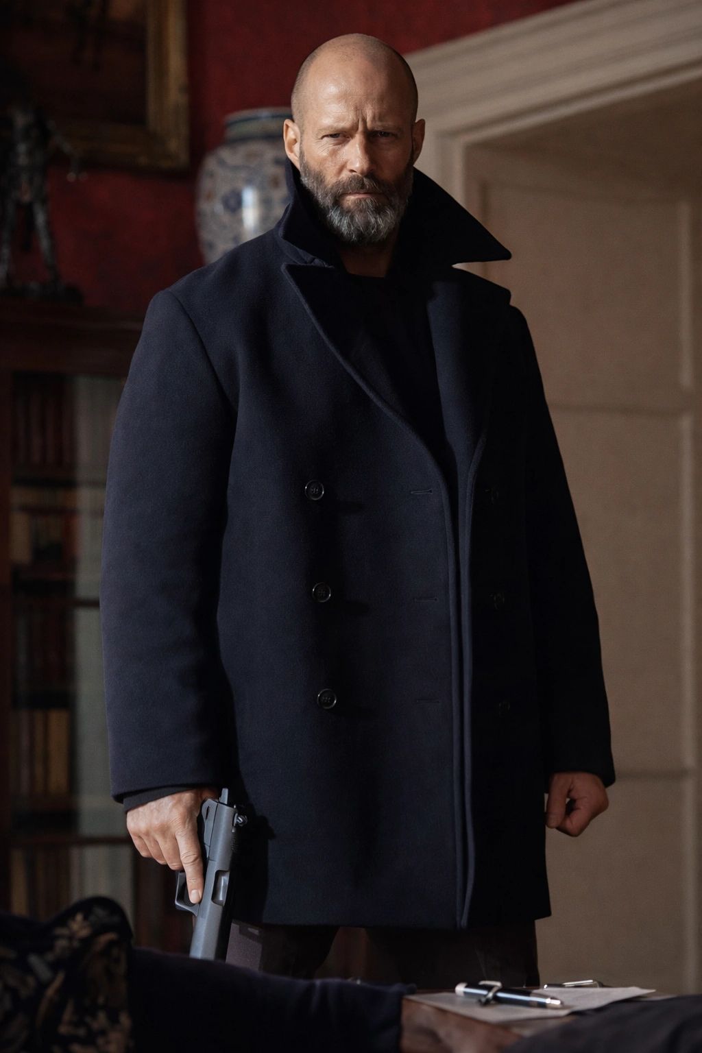 Shelter Jason Statham Black Wool Coat