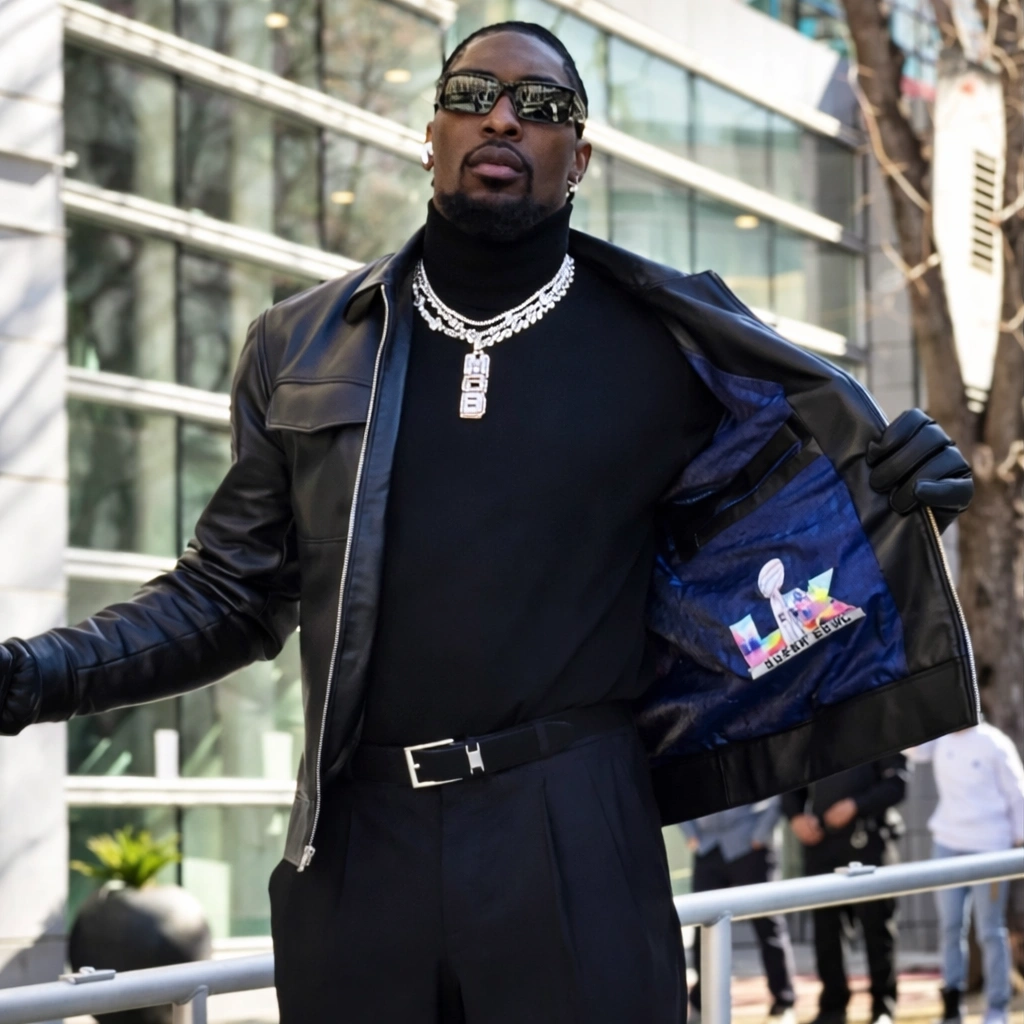 Super Bowl LX Demarcus Lawrence Leather Jacket