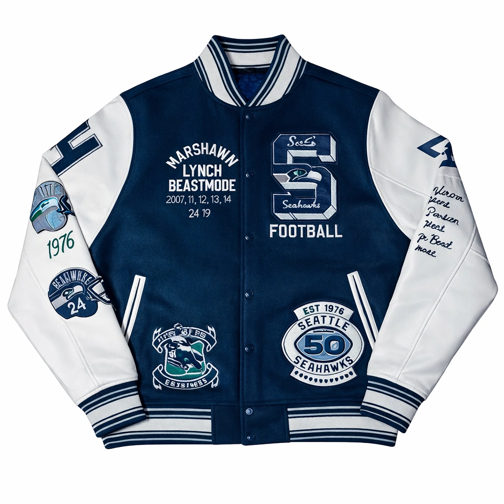 Super Bowl LX Marshawn Lynch Seahawks Varsity Jacket