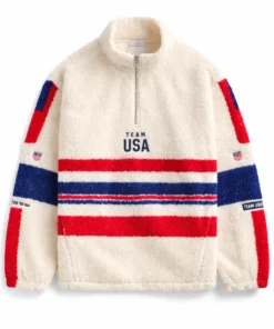 Team USA Cream Faux Shearling Jacket