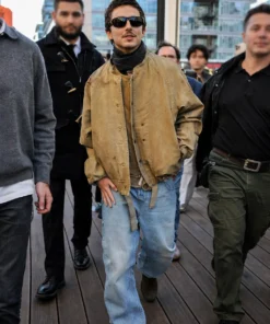 Timothée Chalamet Marty Supreme premiere Brown Jacket